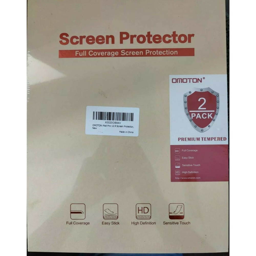 NIB Omoton Ipad Pro 12.9 Tempered Screen Protector - 2020 And 2018